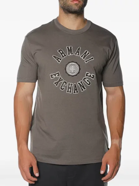Tricou Armani Exchange cu autograf maro