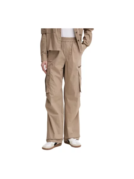Karl Lagerfeld Jeans spodnie proste high waist beżowy
