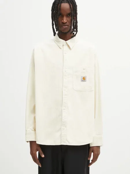 Cămașă Carhartt Wip din velur clasică bej