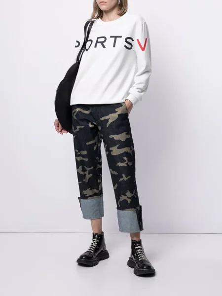 Proste jeansy Ports V z nadrukiem w kamuflażu niebieskie