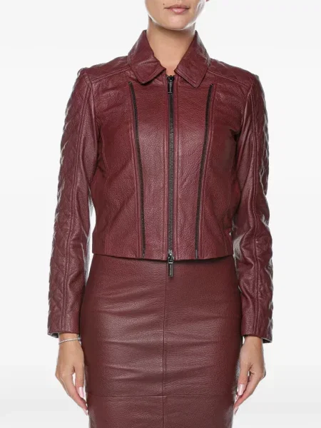 Matlasat geanta de piele Armani Exchange roșu
