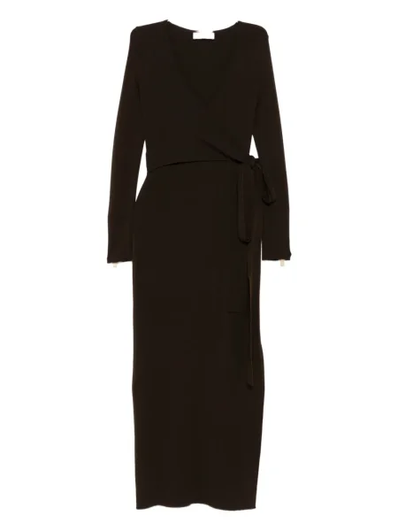 Rochie midi Akep până la genunchi cu crăpătură de costum maro