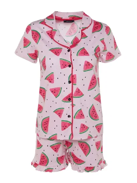 Trendyol Pantaloni scurți verde / roz / roz deschis negru