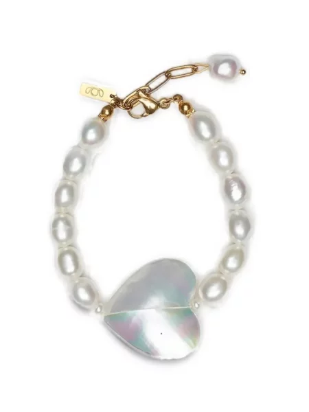 Bransoletka Labelled Jewellery z perełkami w serca biała