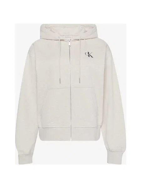 Bluza z kapturem Calvin Klein Monologo French Full Zip M szara