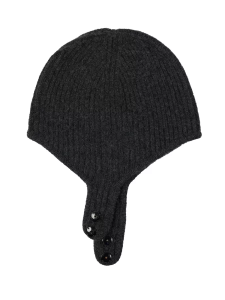 GOBI Cashmere Căciulă Knitted Aviator Cap metalic gri