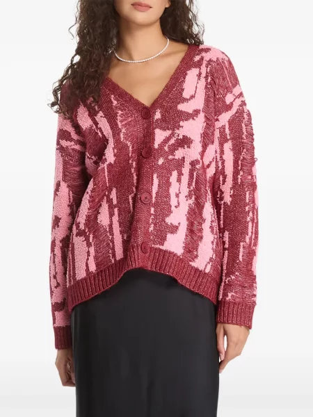 Cardigan Desigual zdrențuiți tricotate roșu