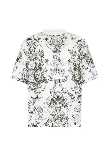 Tricou Roberto Cavalli cu model floral cu imagine alb