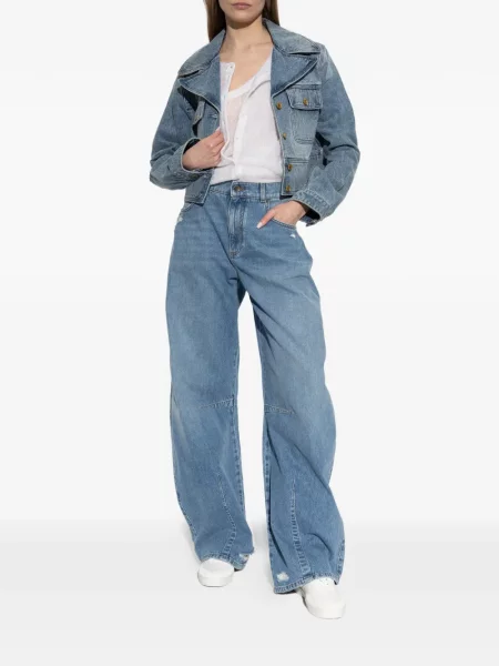 Плисирани панталон Michael Kors Collection с волани на райета кафяво