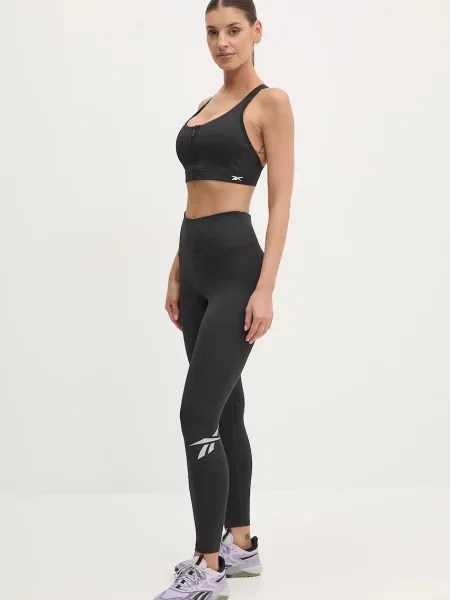 Tréningová podprsenka Reebok Lux Front-Zip High Impact čierna