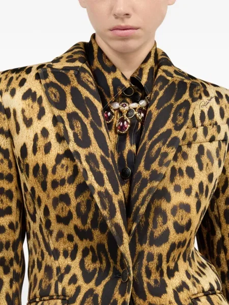Блейзър Roberto Cavalli с принт кафяво