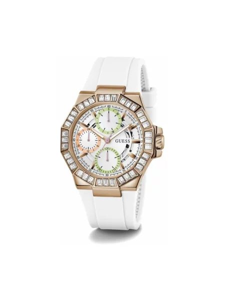 Lniany zegarek Guess biały