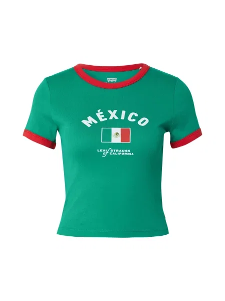 LEVI'S ® Tricou Mexico Ringer Tee verde / roșu alb