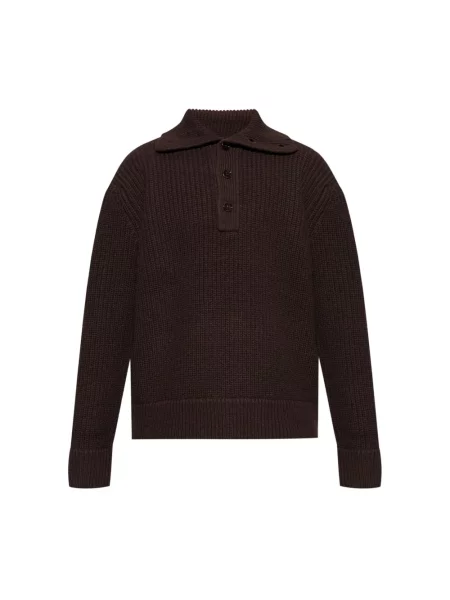 Sweter Dries Van Noten z wysokim kołnierzem brązowy