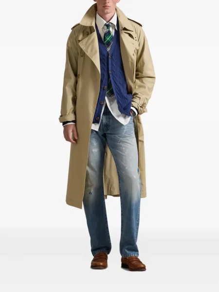 Dlouhá pruhovaná s límcem kšiltovka Polo Ralph Lauren modrá