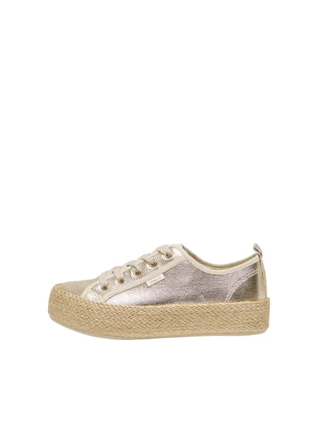 Sneakerși Only cu șireturi din dantelă bej