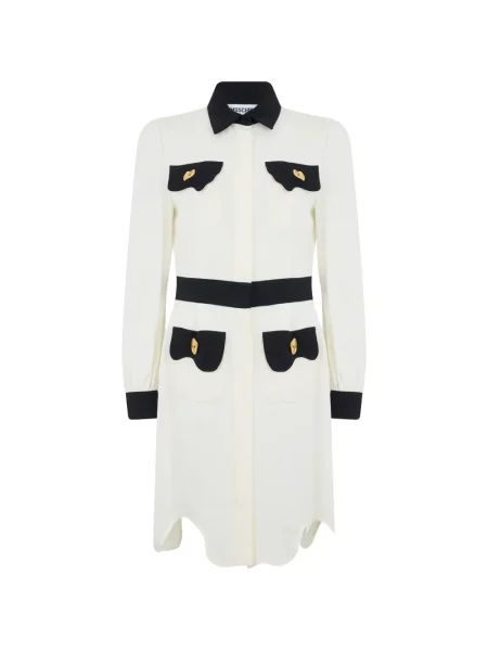 Rochie tip cămașă Moschino asimetrică alb