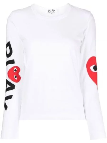 Raštuotas palaidinė be rankovių Comme Des Garçons Play apvaliu kaklu balta