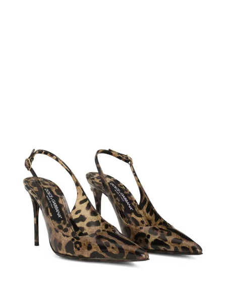 Leopardí lodičky Dolce & Gabbana s potiskem s otevřenou patou hnědé