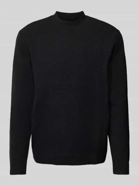 Sweter dzianinowy z kołnierzykiem polo model MAVERICK' Jack & Jones Premium czarne