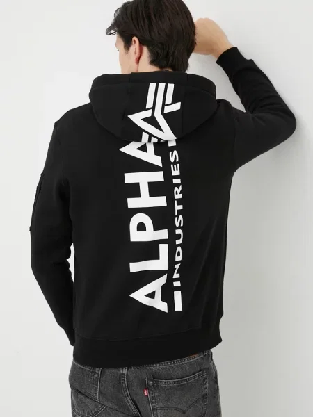 Palton Alpha Industries cu imagine negru