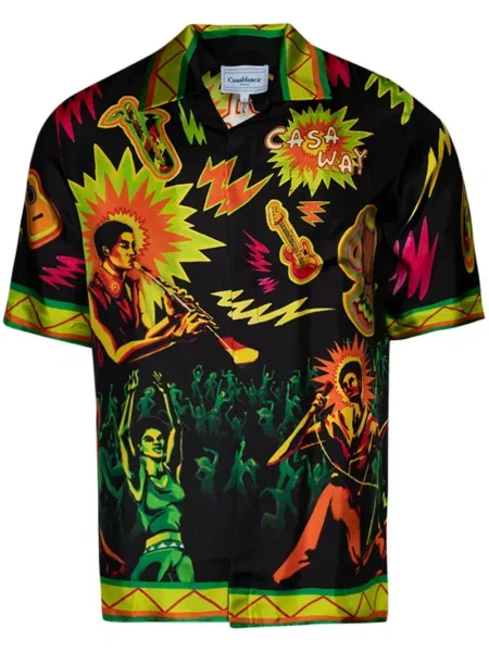 Svilena košulja Casablanca s printom crna