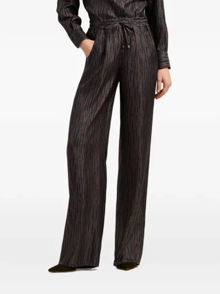 Pantaloni palazzo Kiton de mătase maro