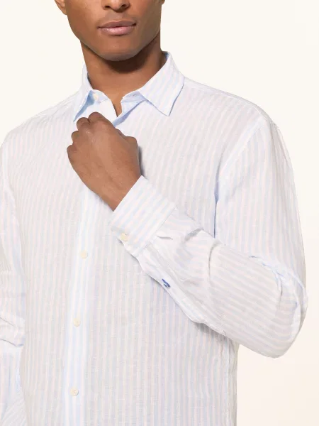 Olymp Koszula Lniana Casual Modern Fit blau biała