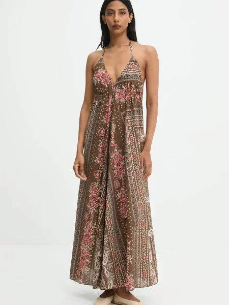 Haljina Answear.LAB maxi širi se prema dolje smeđa