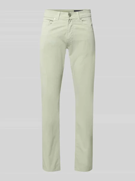 Spodnie w kroju tapered fit z w szwach model Lyon' Pierre Cardin miętowe