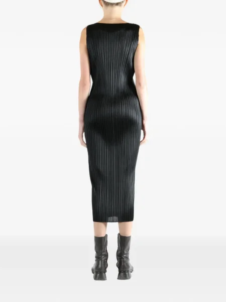 Плисирана миди рокля Pleats Please Issey Miyake без ръкави до коляното черно