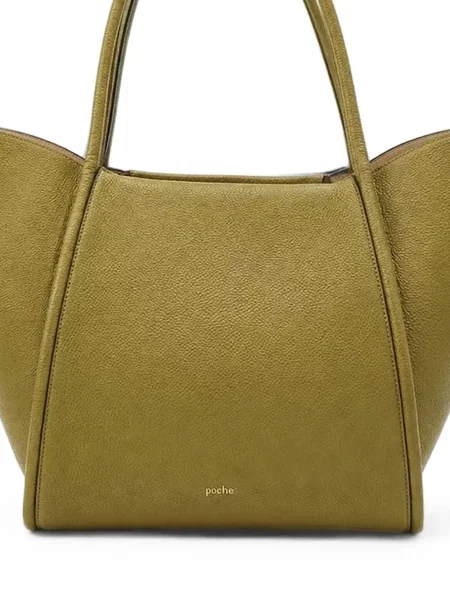 Geantă shopper Poche Paris din piele verde
