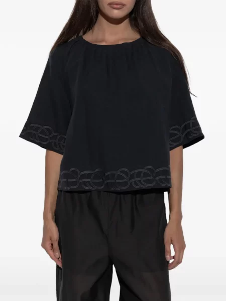 Bluză By Malene Birger cu broderie de in negru