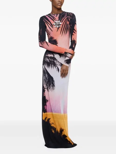 Rochie maxi Rabanne cu imagine negru