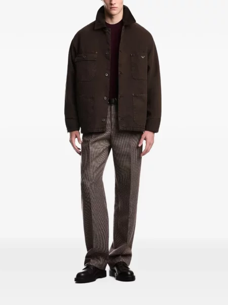Με κολάρο παλτό Emporio Armani κοτλέ τσέπες patch καφέ