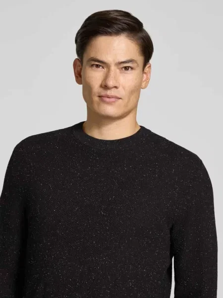 Sweter z czystej bawełny z okrągłym dekoltem Tom Tailor Denim czarny