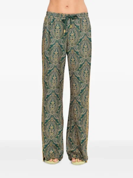 Pantaloni The Upside cu imagine cu model paisley verde