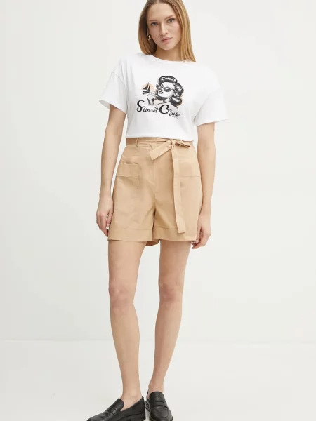 Однотонные шорты Liu Jo с высокой посадкой бежевые