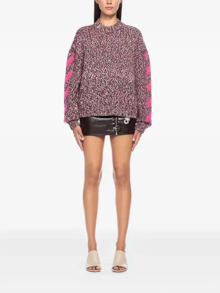 Pulover Off-white cu decolteu rotund alb