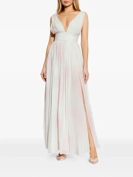Rochie maxi Loveshackfancy cu decolteu în V cu crăpătură de costum alb
