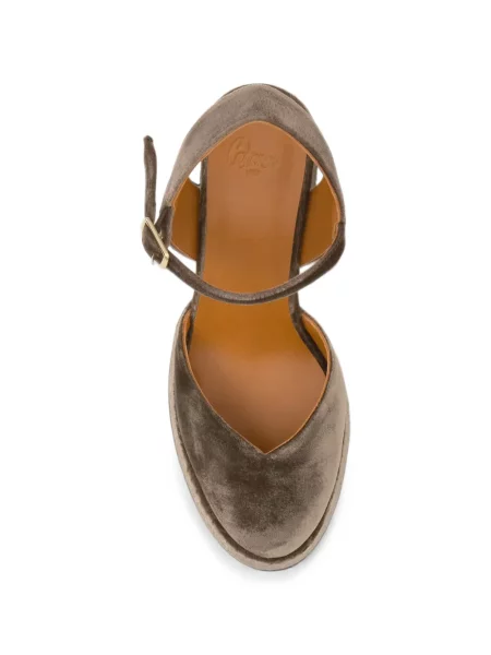 Pantofi cu toc Castaner de catifea maro