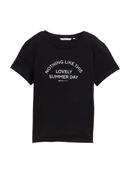 TOM TAILOR DENIM Tricou negru alb
