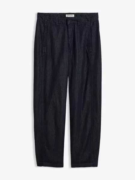 Jeansy typu barrel mid waist z regulowanym pasem niebieskie