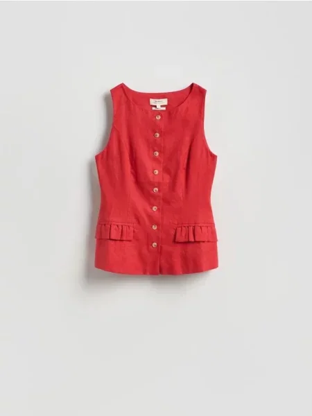 Reserved Vestă din in roșu