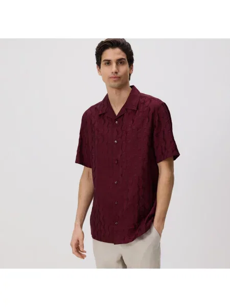 Reserved Regular košile s lyocellem hnědá