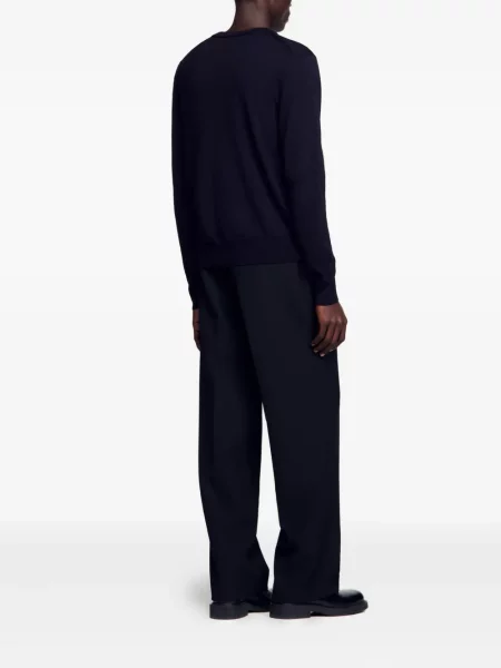 Pulover Sandro de lână cu decolteu rotund albastru