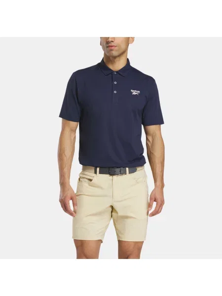 Reebok koszulka polo z dzianiny pique z klejonymi warstwami male VECTOR NAVY Size: S granatowa