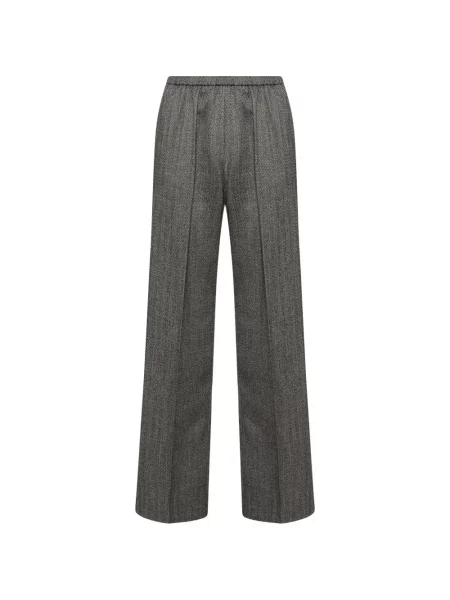 Pantaloni Forte_forte cu model herringbone gri