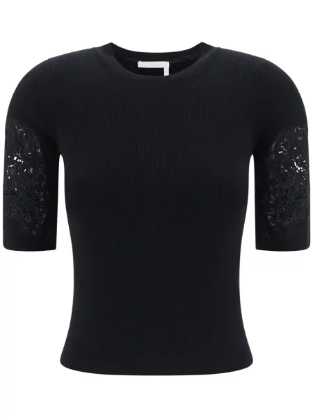 Tricou Chloé cu broderie negru