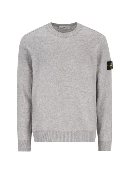 Pulover Stone Island cu decolteu rotund cu strasuri gri
